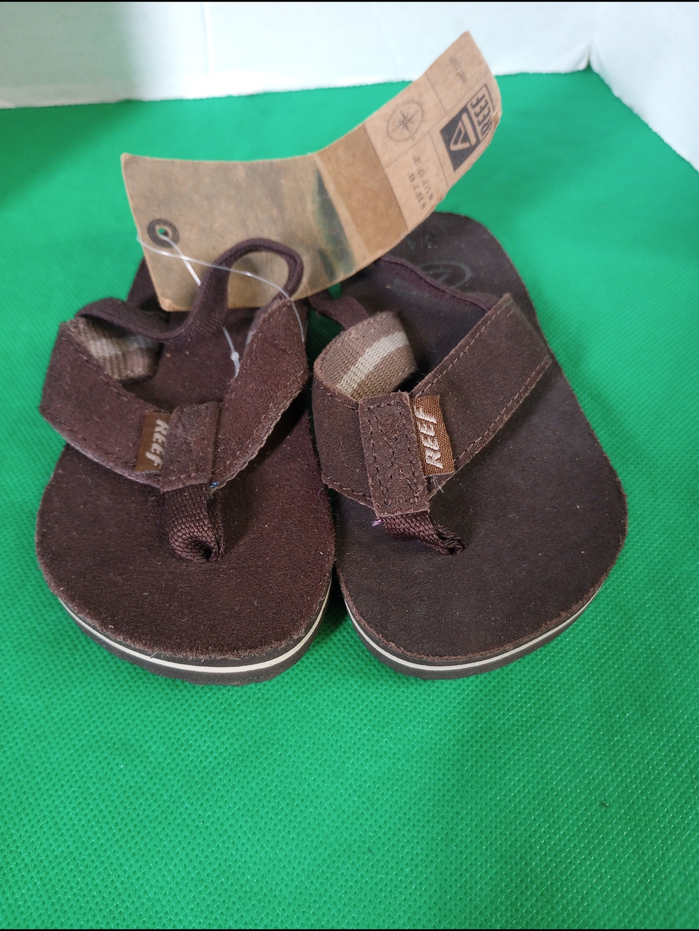 Reef Kids Dark Brown Suede Flip Flops Slingback Size 3/4